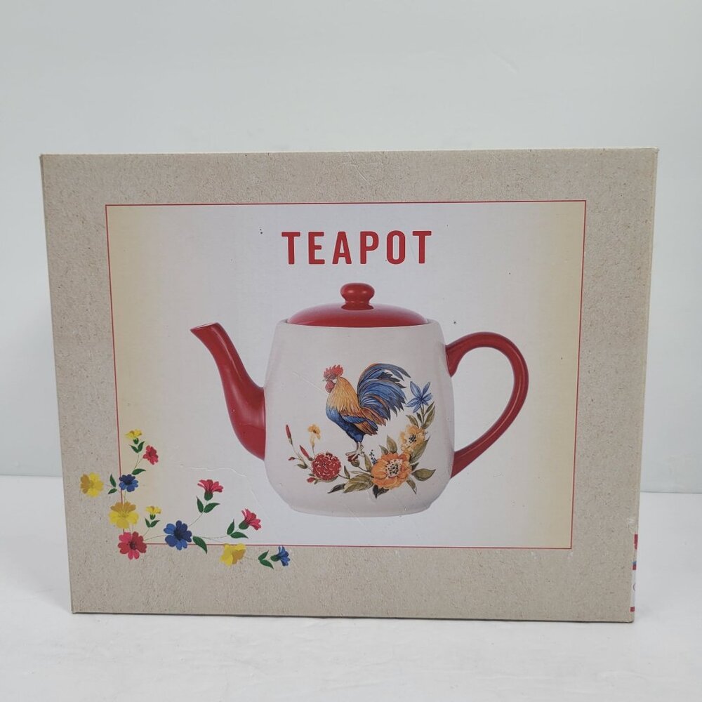 Cracker Barrel Susan Winget Rooster 50 Oz Teapot NWB